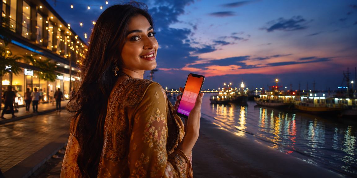 চট্টগ্রামে মোবাইলে kn4 - এ পেমেন্ট করছেন একজন ব্যবহারকারী সৈকতে